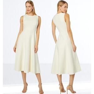 Vince Women's Paneled Midi Dress Cream Fuzzy Cotton Ivory White US 14